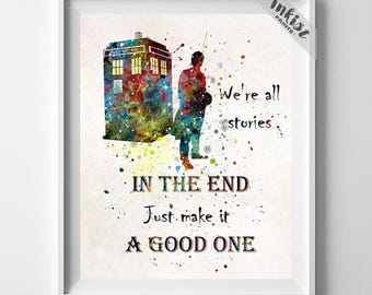Doctor Who, Dr Who Art, Doctor Who Print, Tardis Print, Tardis Decor, Tardis Wall Art, Dr Who Watercolor, Watercolor Art, Gift For Him