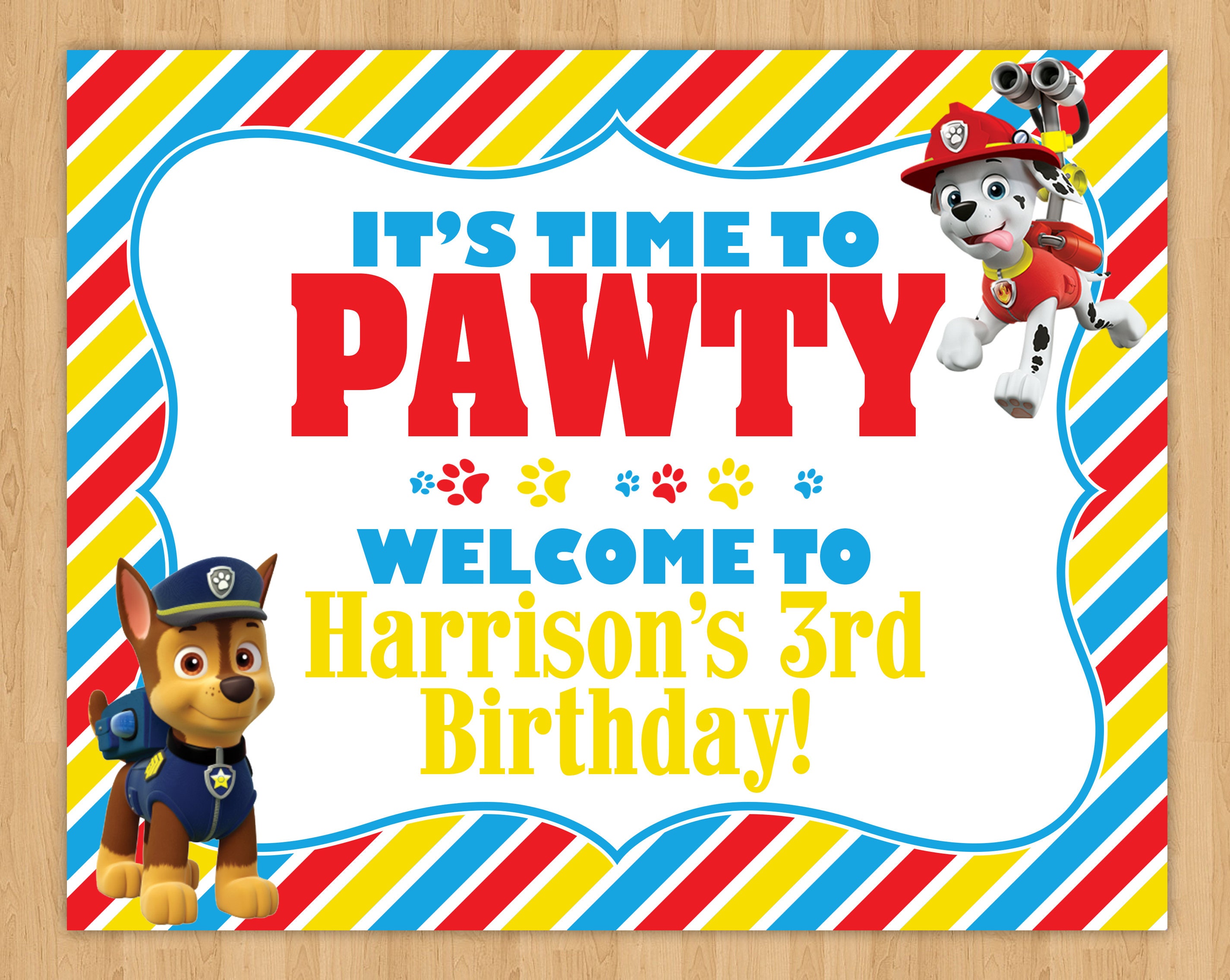 Paw Patrol Party Sign