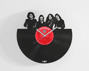 Van Halen music inspired vinyl wall clock from upcycled vinyl record (LP), handmade gift for Van Halen fan, Van Halen wall art, decor