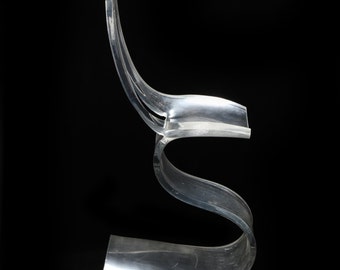 Mid Century Modern Lucite Acrylic S Shaped Chair by Michel Dumas