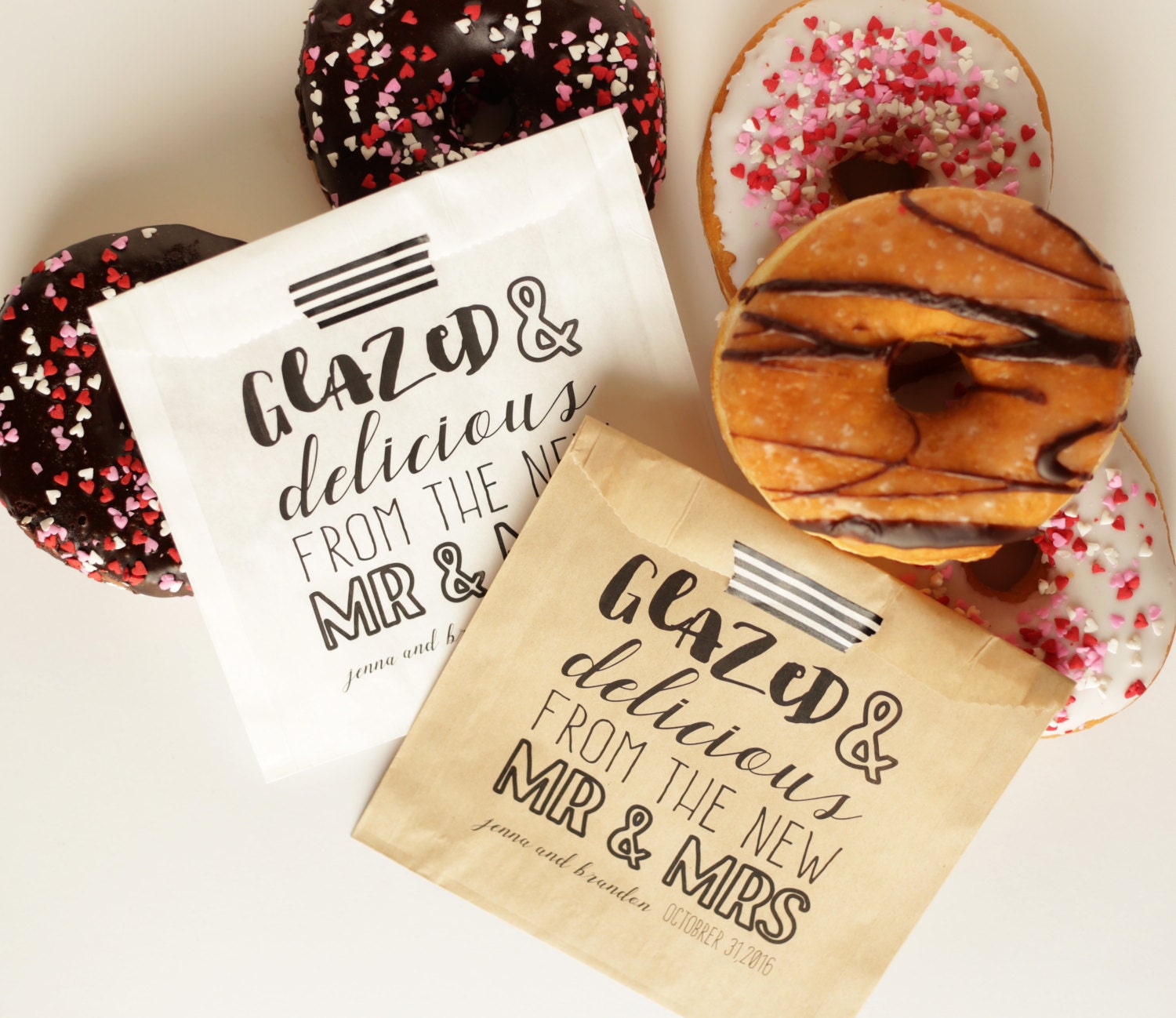 Donut Wedding Favor Bags Glazed and Delicious Grease