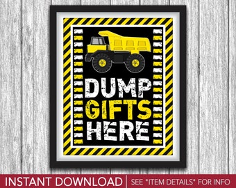 Construction Party Sign - Printable Construction Birthday Party Decorations - 8"x10" Gifts Sign - DIY Digital File