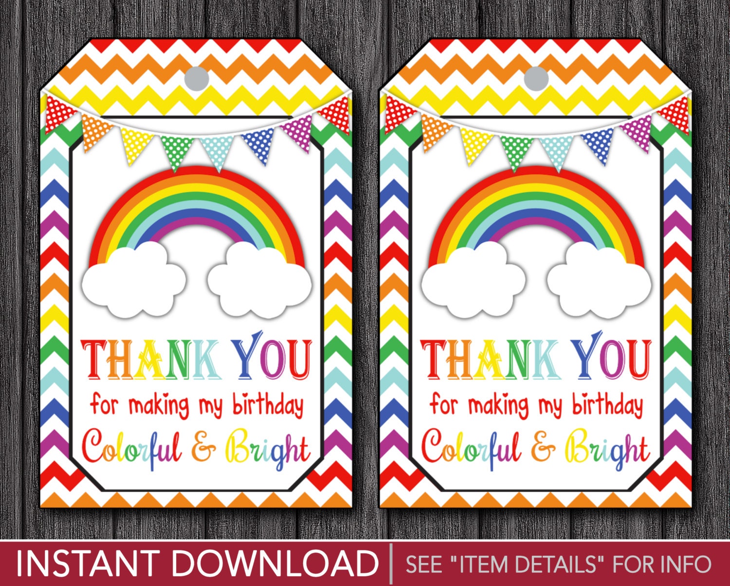 Rainbow Favor Tags Rainbow Thank You Party Favor Tags