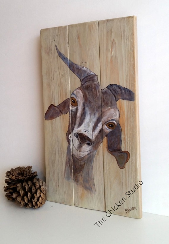 Goat Art Goat Sign Farmhouse Decor Farm Art Goat Decor