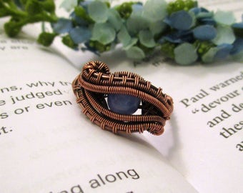 Wire Wrapped Rings / Boho Jewelry / Blue Jewelry / Copper Ring / Wire Wrapped Jewelry Handmade / Something Blue / Wire Jewelry / Size 7 US