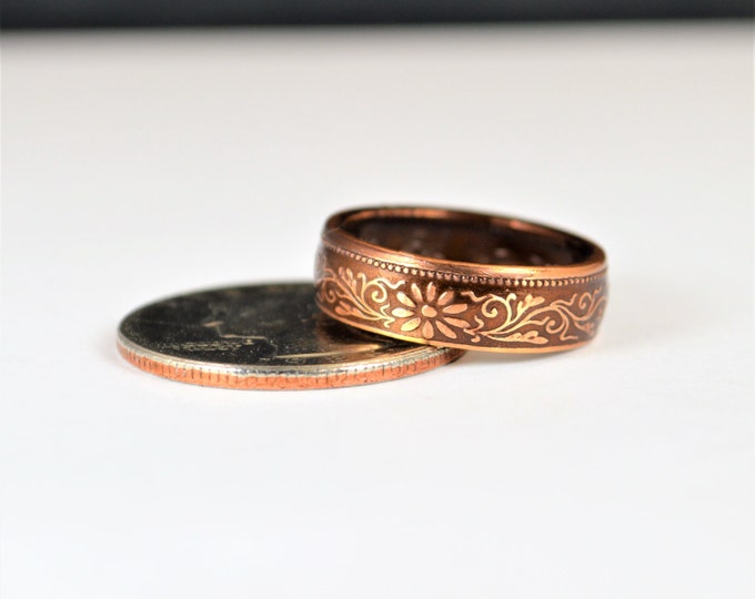 Japanese Ring, Brown Ring, Japanese Coin Ring, Coin Ring, Bronze Ring, Japanese Coin, Japanese Jewelry, Coin Ring, Japanese Art, Coin Art