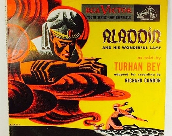 Storewide 25% Off SALE Rare RCA Victor Youth Series Non-Breakable Two Record Set Titled "Aladdin and his Wonderful Lamp", Read By Turhan Bey