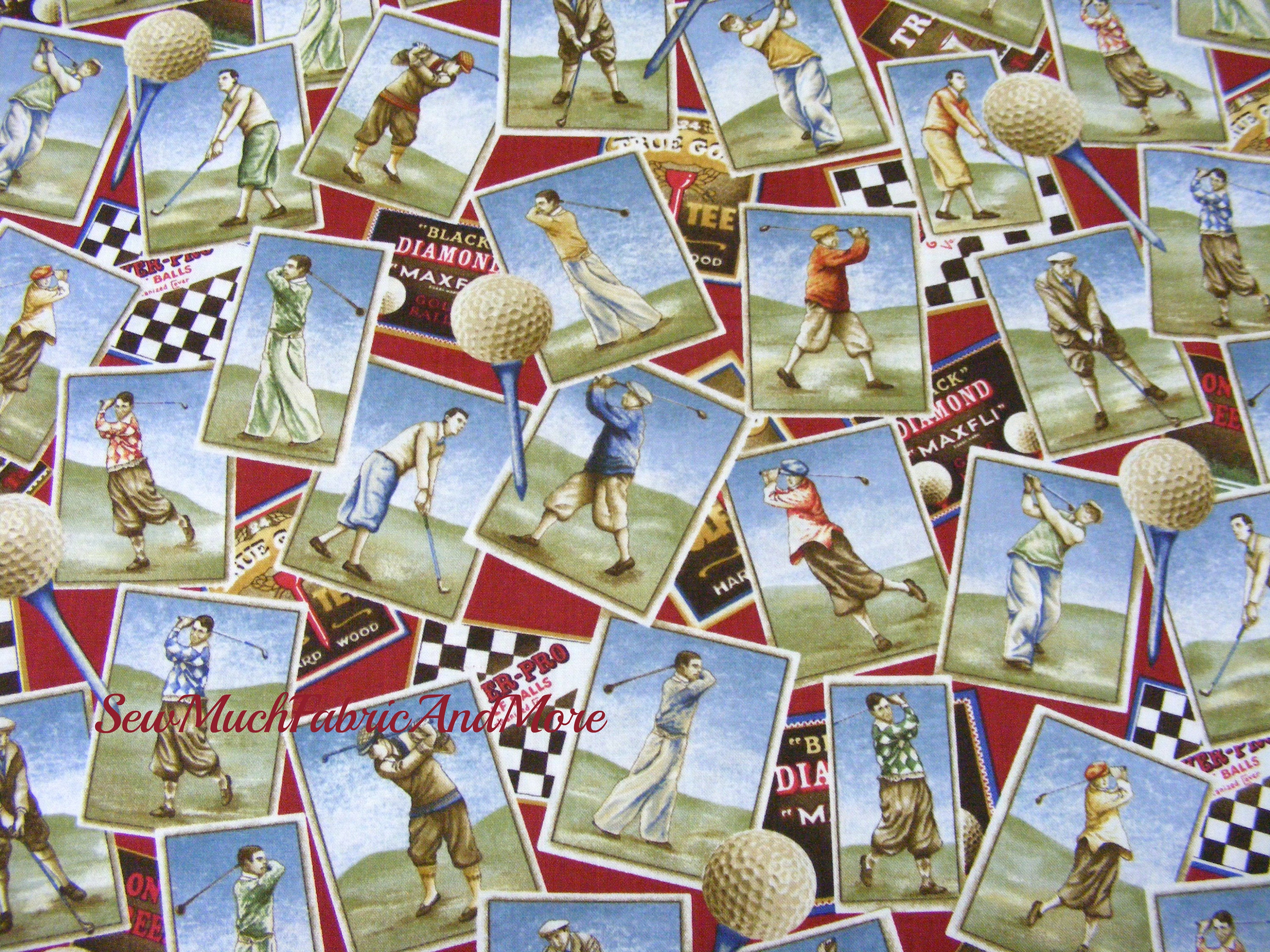 On the Green Retro Golf FabricBy the 1/2 ydgolfingballsteesads