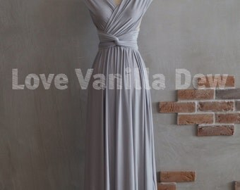 Bridesmaid Dress Infinity Dress Silver Floor Length Maxi Wrap Convertible Dress Wedding Dress