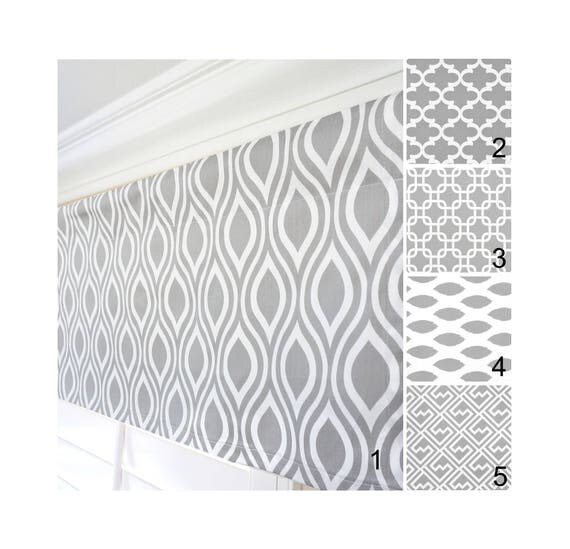 Items similar to Gray and White Window Valance.Grey Geometric Valance ...