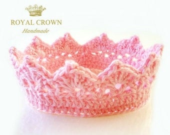Newborn Crochet Princess Crown,Baby Crown,Prince Crown,Newborn Photo Prop,Baby Girl Crown by RoyalCrownHandmade on Etsy