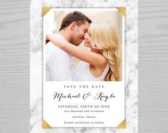 White Marble Save-the-dates invitation, Save The Date, Wedding Announcement, Engagement Invitation Invite Card Digital Printable STD043