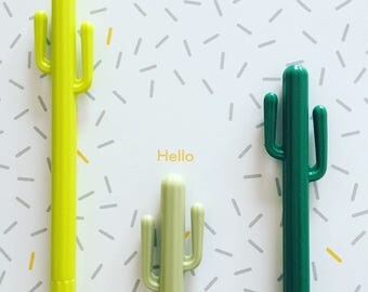 Cactus Gel Pen, Succulent Cacti Pen, Kawaii Black Ink Pen, Kawaii Stationery, Stationery Supplies, Fine Point Pen, Quirky Cactus Gift