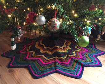 Christmas Tree Skirt, Rustic Christmas Tree Skirt, Boho Christmas Tree Skirt, Crochet Christmas Tree Skirt, Eclectic Christmas Tree Skirt