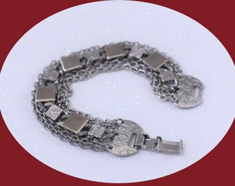 Vintage Silver Link Bracelet Silver Tone Chunky Bracelet Silver Bracelet Vintage Bracelet