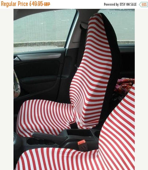 MeMo Pair of Stretch Jersey Front Car Seat Covers Red and