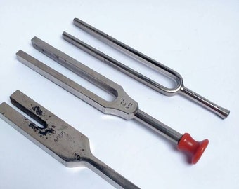 3 vintage medical tuning forks