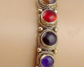 Tibetan copper 9 natural stones BRACELET, copper brass, stones jewelry, bracelet 9p1