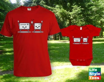 Command Copy Command Paste - Father Son Matching Shirt, Funny Geek Shirt, Family Matching Shirt, Christmas Gift, Baby Bodysuit CT-944-945