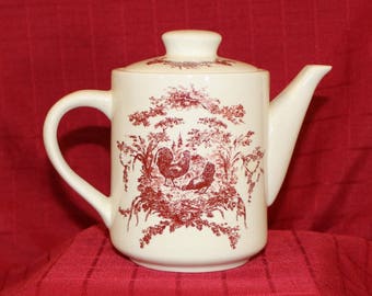 Vintage California Pantry Red Rooster Teapot