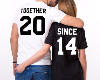 Together Since Shirts, Couple Shirts, Couples shirts, Together Since Set of 2 Couple Shirts, Black/White/Gray, UNISEX