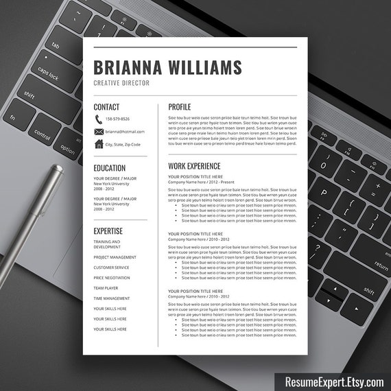 Professional Resume Template Cover Letter / CV by ResumeExpert