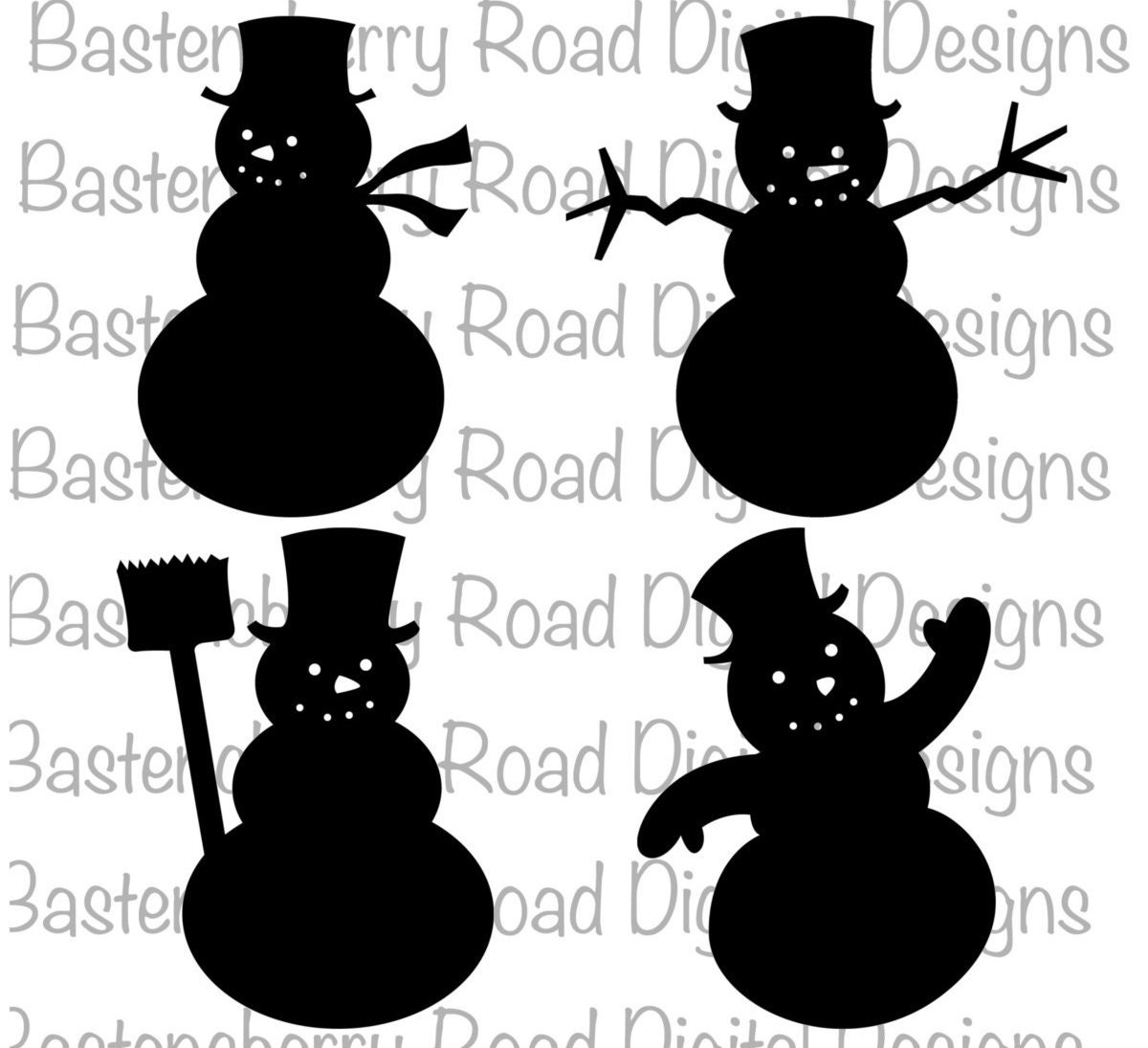 Bundle of 4 Snowman SVG Christmas SVG Merry Christmas SVG