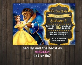 Beauty and the Beast Invitation, Princess Belle, Beauty and the Beast, DIGITAL