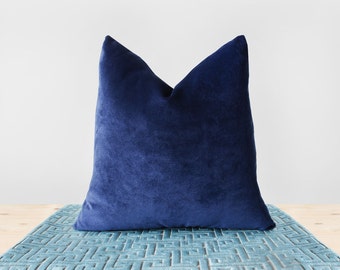 Dark Blue Velvet Pillow Cover Navy Velvet Throw Pillows Midnight Blue Cushion Indigo Pillow Luxury Navy Velvet Lumbar Pillow All Sizes 24x24