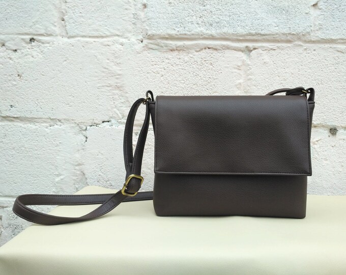 Dark brown Handbag Shoulder bag Vegan Leather bag women Medium bag Gift for her