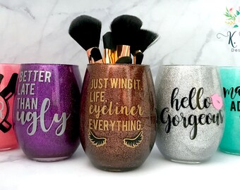 Glitter Makeup Brush Holder | Just Wing It | Makeup Brush | Gift For Her | Beauty | Makeup |