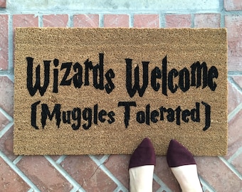 Harry Potter welcome mat / Handpainted, funny doormat/ Wizard Muggle Gift / Housewarming Gifts / Outdoor Welcome Mat / Gift For Her