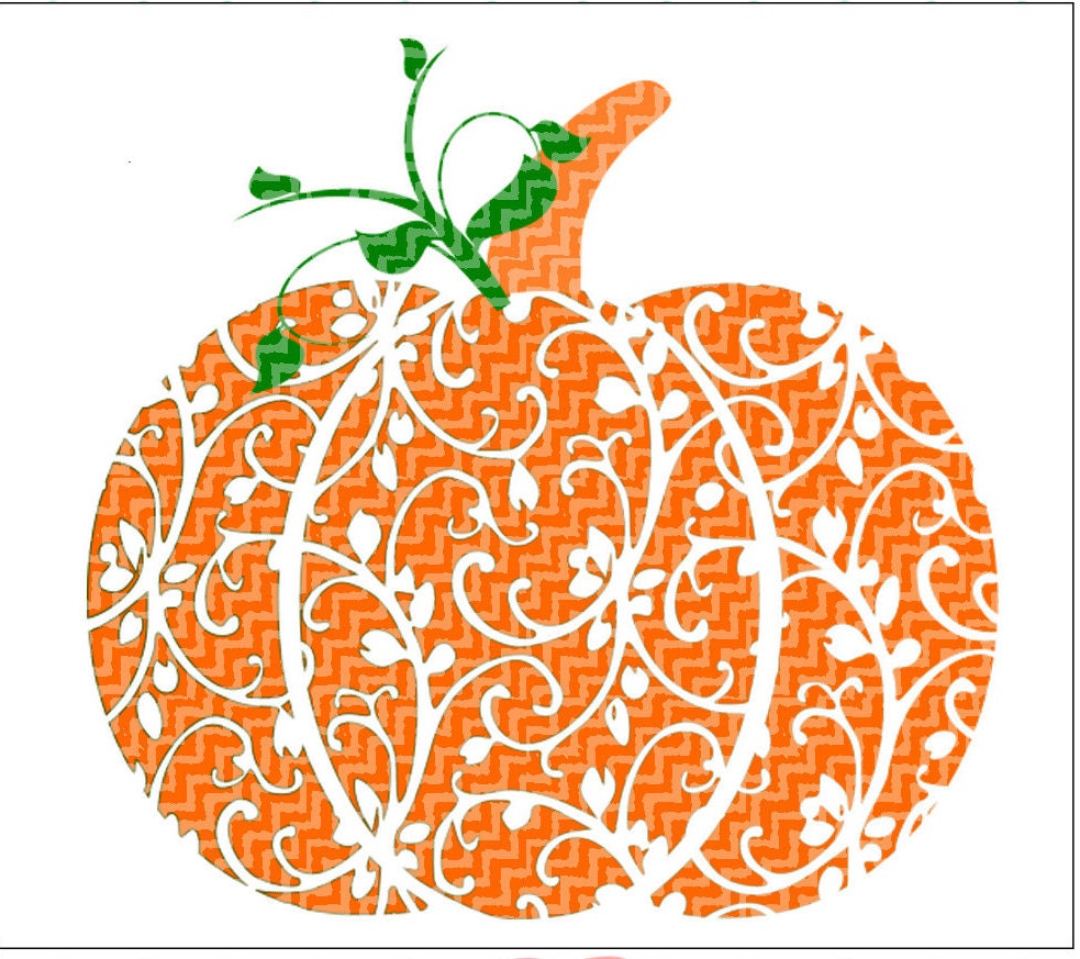 Download Fall Pumpkin SVG, DXF, EPS cutting files. Floral pattern, for use with Silhouette Studio and ...