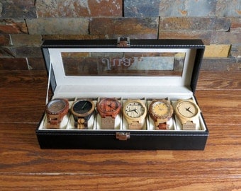 Personalized 6 Watch Box - Gifts for Men, Husband Gift, Fathers Day, Gifts for Dad, Groomsmen Gift