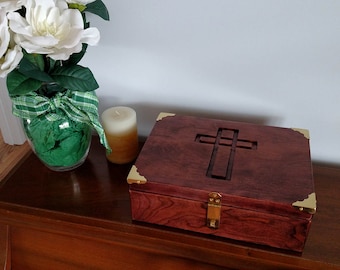 Bible Box, wedding box, new baby keepsake box, memory box, keepsake box, jewelry box, Cherry