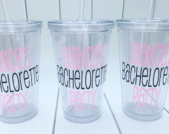 Personalized Bachelorette Tumblers, Bachelorette Party Tumbler Set, Party Favors, Ladies Trip Gifts, Bachelorette Weekend, Custom, 16 oz.
