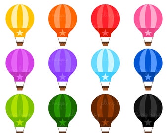 70% OFF Colorful Hot Air Balloon Cliparts, Colorful Hot Air Balloon Clipart Graphics, Personal & Small Commercial Use, Instant Download
