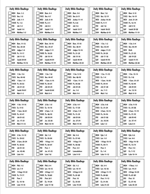 Printable Bible Reading Plan Weekly by Section