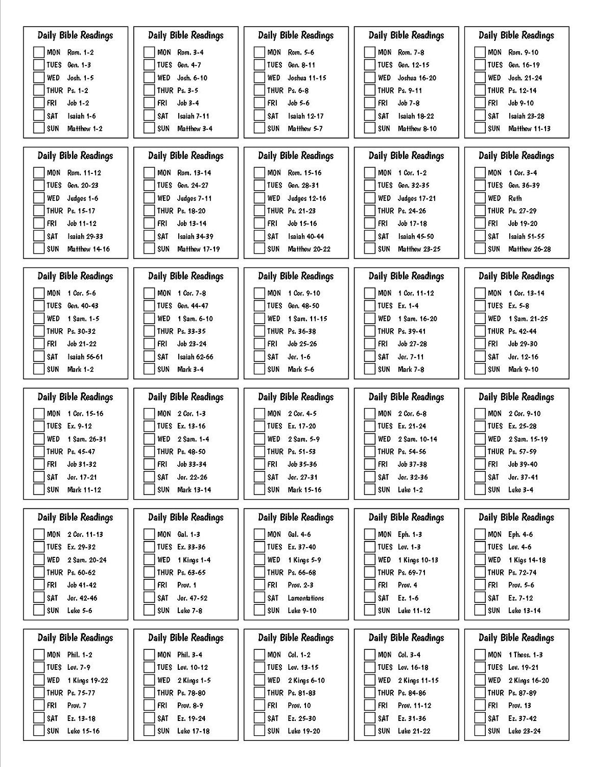 Printable Bible Reading Plan Weekly by Section