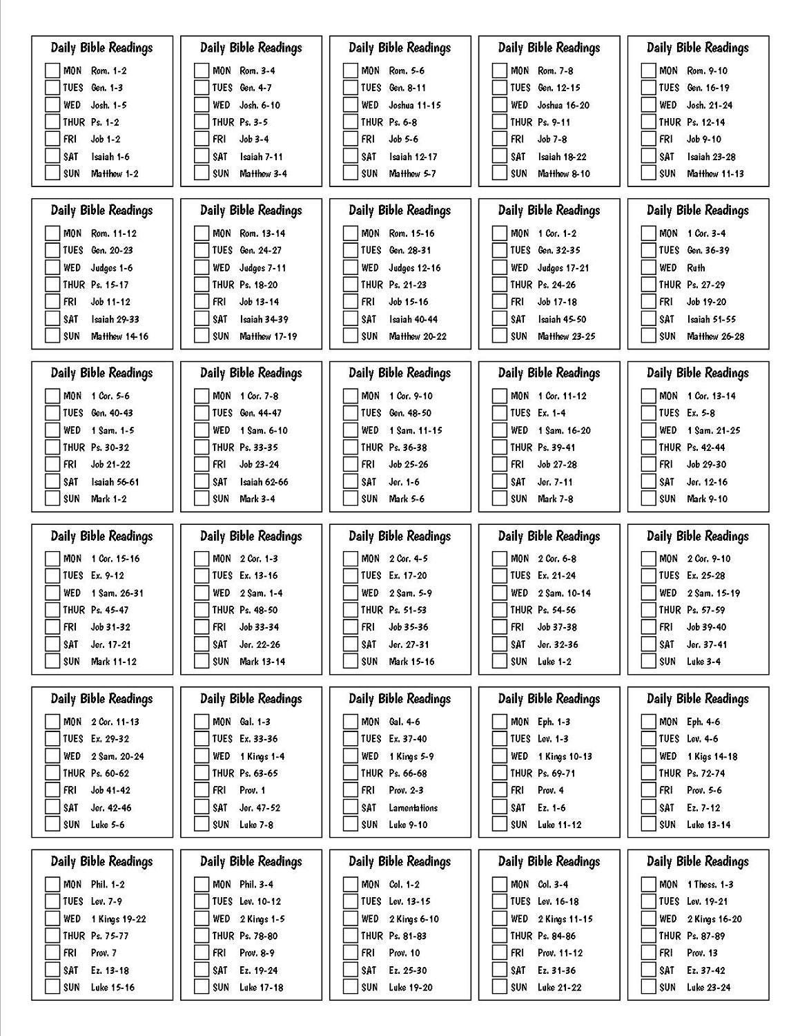 Printable Bible Reading Plan Weekly by Section