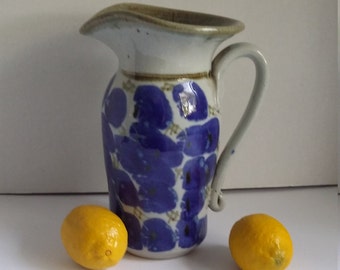 Ceramic pitcher, stoneware pitcher, large pitcher, ceramic vase, stoneware vase, art vase, art pitcher, Japanese pitcher, blue pitcher