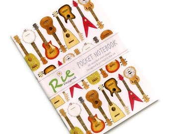 Ukulele Notebook A6 Recycled Plain Paper Journal Jotter Notebook Sketch Musicians Music Pocket Note Book