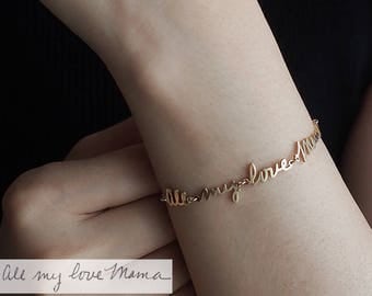 Actual Handwriting Bracelet / Signature Bracelet / Custom Handwriting Bracelet / Name Bracelet / Bridesmaid Gift / Mother's Day Gift - HB16