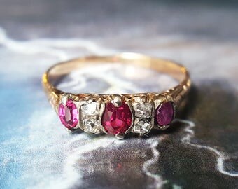 Ruby Engagement Ring |Edwardian Engagement Ring | Antique Engagement Ring | Victorian Ruby Ring | Victorian Engagement Ring | Ruby Stacking