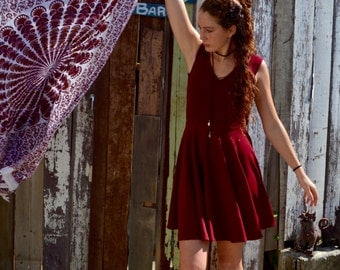 Maroon Dress| Spin Dress | V-neck Dress| Flattering Dress| Block Colour Dress| Jersey Dress| Handmade Dress | Summer Dress| Winter Dress