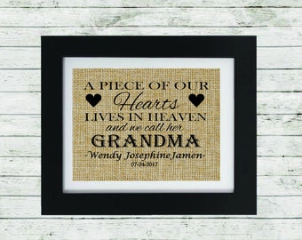 Loss of a Grandparent- Grandma Memorial Gift - Condolence Gift - In Memory of Grandmother - Loss of a Grandma - Personalized Memorial Gift