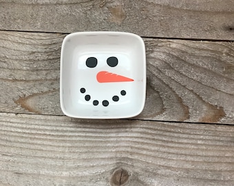 Snowman Jewelry Dish, Ring Dish, Personalized Ring Dish, Customized Jewelry Dish, Jewelry Dish, Secret Santa, Jewelry Holder, Christmas
