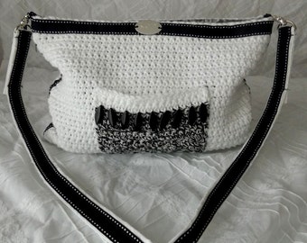 Black and White Crochet Purse
