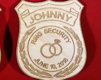 Ring Security Badge, Ring Bearer Badge, Ring Bearer Security Badge, Ring Bearer Gift, Personalized Badge, Star Badge, Security Badge