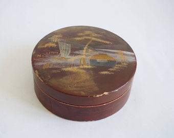 Boîte en bois laqué, boite à bijoux, boite japonaise en bois,